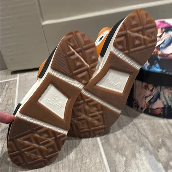 Orange High-Top Sneakers with White Laces - Picture 4 of 4